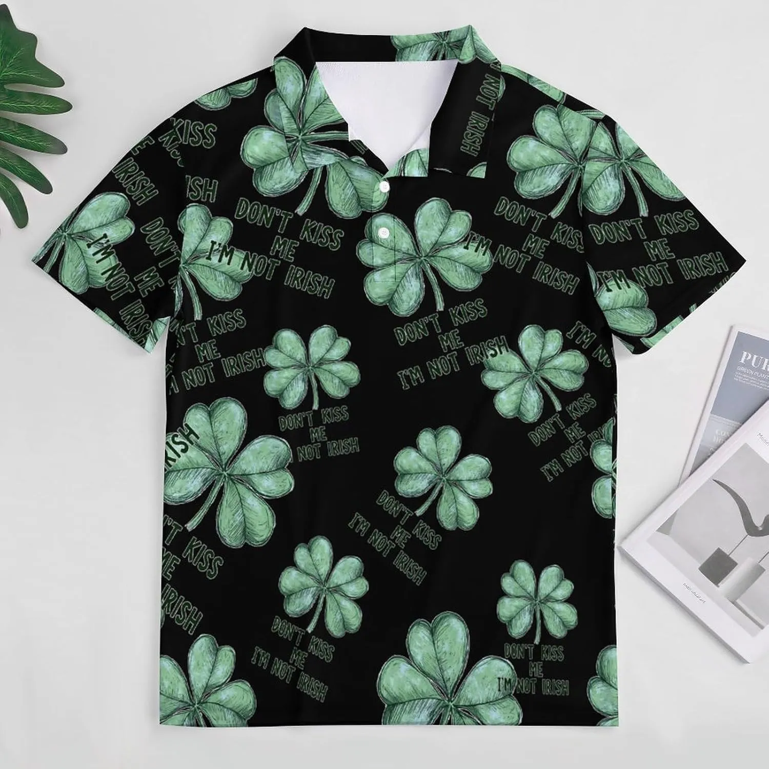 Don't Kiss Me I'm Not Irish Mens Polo Shirts Quick Dry Short Sleeve T-shirts Slim Tennis Collared Tees Tops