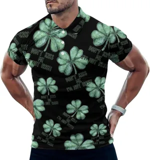Don't Kiss Me I'm Not Irish Mens Polo Shirts Quick Dry Short Sleeve T-shirts Slim Tennis Collared Tees Tops