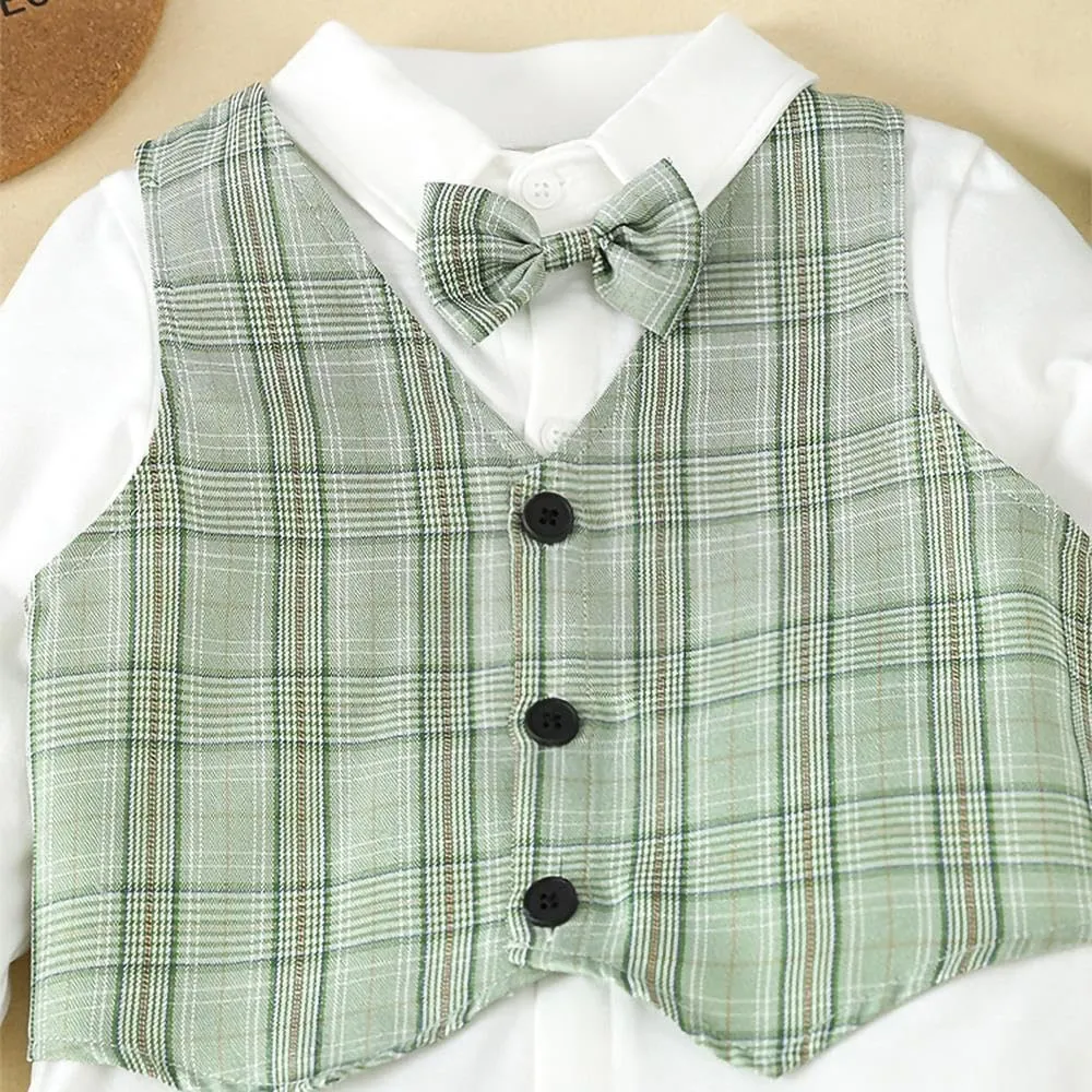 Dressy Daisy Baby Toddler Boys Gentleman Vest Suit Wedding Formal Dress Outfit Set with Hat, Gray Green Blue Brown