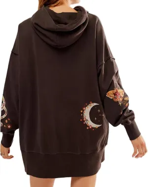 DSORVICD Women Cute Graphic Oversized Hoodies Y2k Flower Print Loose Hooded Sweatshirt Vintage Floral Pullover Top Streetwear