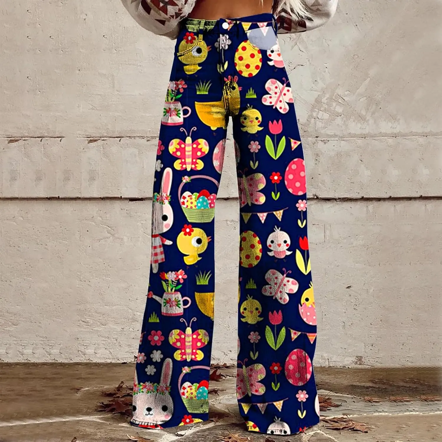 Easter Jeans Women 2025 Mid Rise Barrel Jeans for Women Wide Leg Loose Y2K Baggy Jeans Denim Pants with Pockets