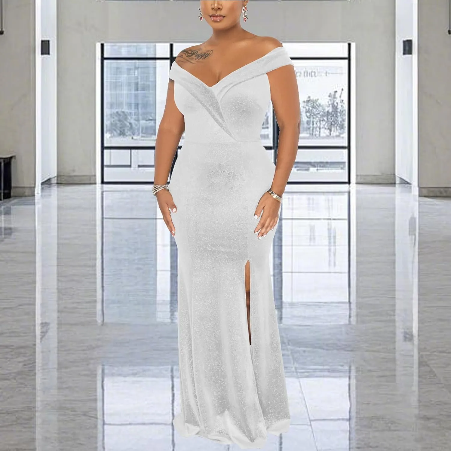 Elegant Off Shoulder Mermaid Bodycon Maxi Dress for Women Sexy Wedding Ruched Evening Gown Prom Cocktail Party Dress
