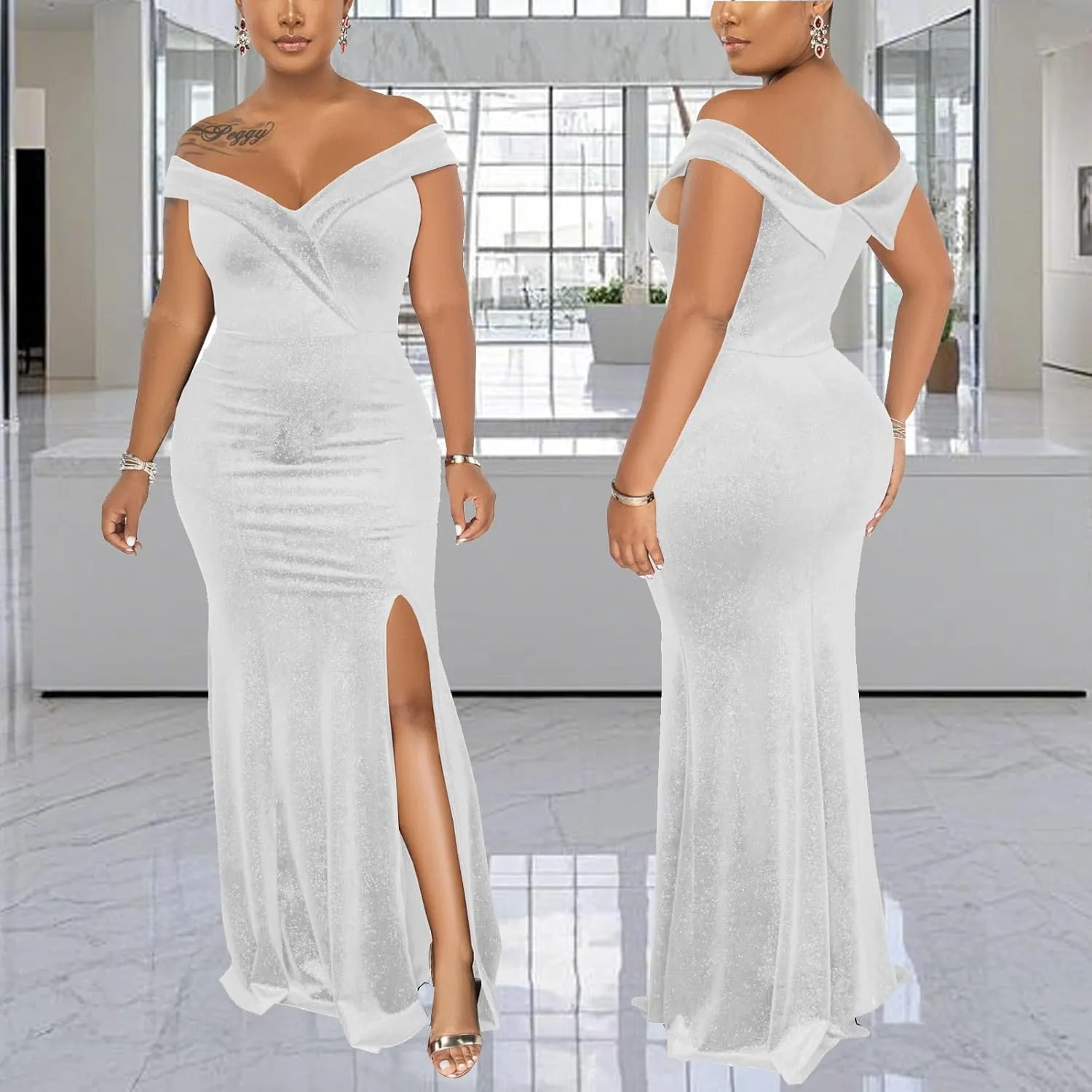 Elegant Off Shoulder Mermaid Bodycon Maxi Dress for Women Sexy Wedding Ruched Evening Gown Prom Cocktail Party Dress
