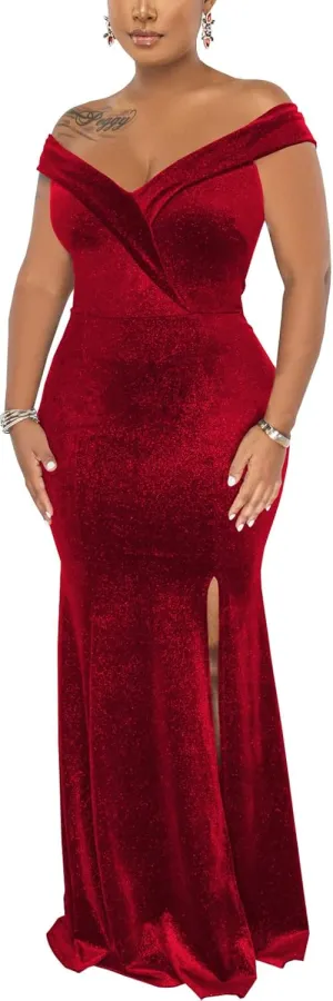 Elegant Off Shoulder Mermaid Bodycon Maxi Dress for Women Sexy Wedding Ruched Evening Gown Prom Cocktail Party Dress