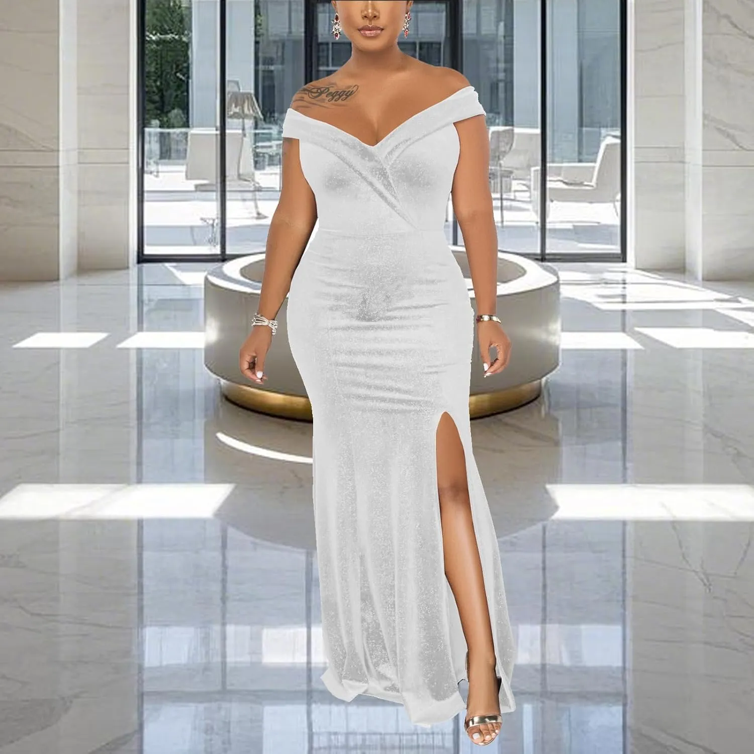 Elegant Off Shoulder Mermaid Bodycon Maxi Dress for Women Sexy Wedding Ruched Evening Gown Prom Cocktail Party Dress