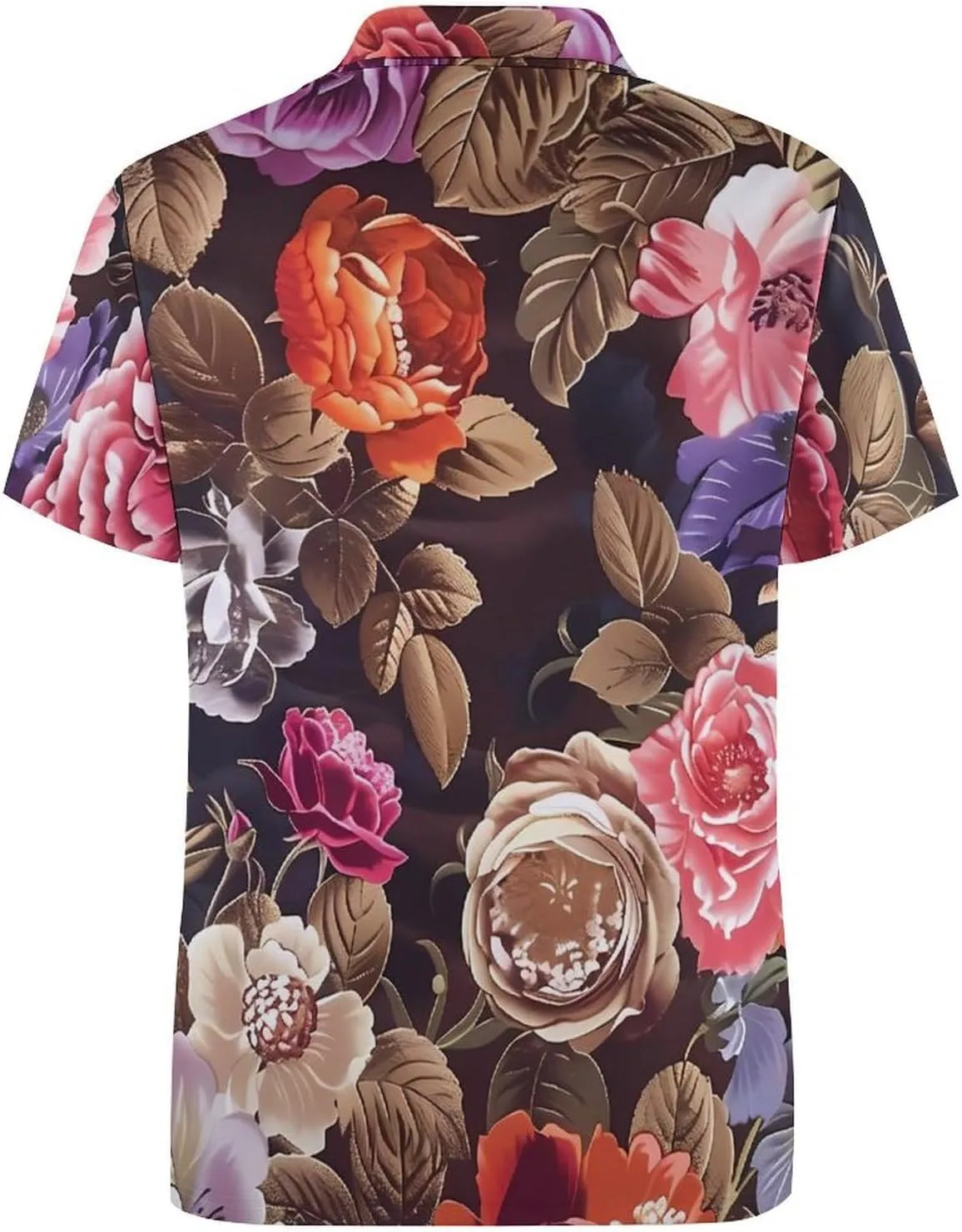 Elegant Roses Floral Pattern Mens Polo Shirts Quick Dry Short Sleeve T-shirts Slim Tennis Collared Tees Tops