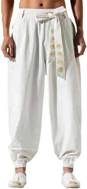 Embroidered Harem Pants, Chinese Style, Korean Men's Joggers Leggings