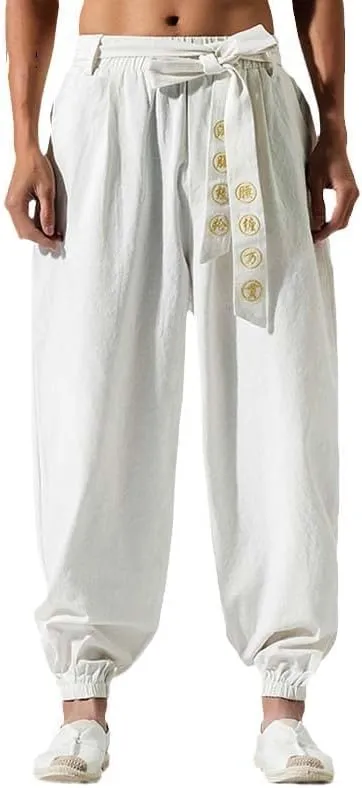 Embroidered Harem Pants, Chinese Style, Korean Men's Joggers Leggings