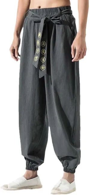 Embroidered Harem Pants, Chinese Style, Korean Men's Joggers Leggings