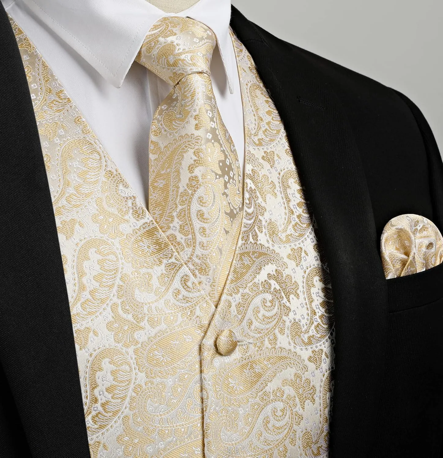 Enlision Suit Vest for Men Formal Paisley Mens Vests Dress Tie and Pocket Square Cufflinks Set Waistcoat Wedding Business