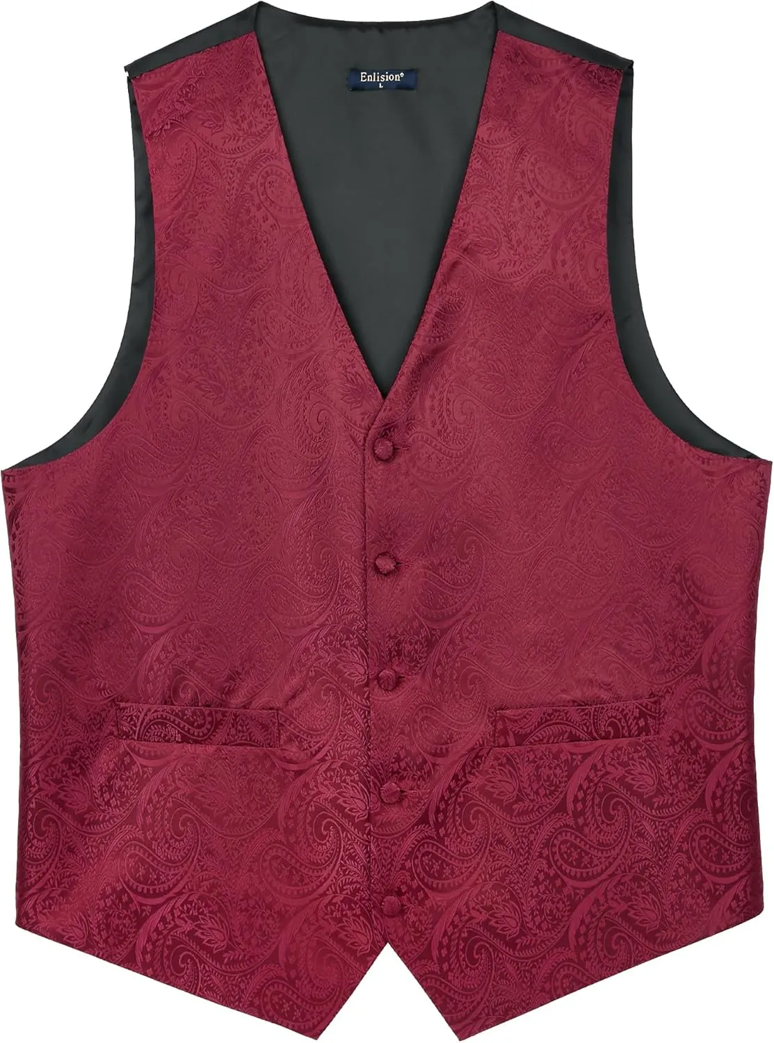 Enlision Suit Vest for Men Formal Paisley Mens Vests Dress Tie and Pocket Square Cufflinks Set Waistcoat Wedding Business