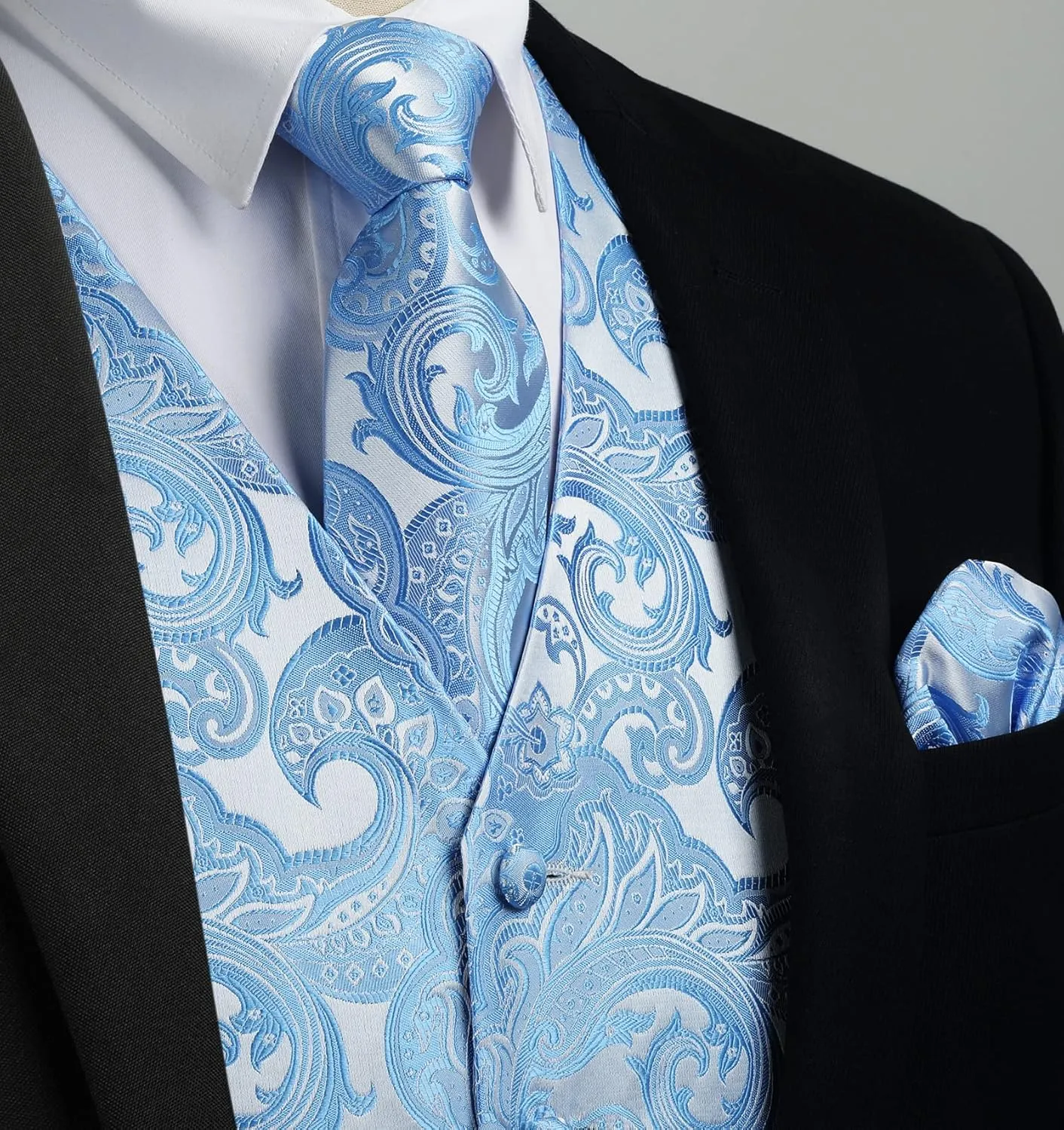 Enlision Suit Vest for Men Formal Paisley Mens Vests Dress Tie and Pocket Square Cufflinks Set Waistcoat Wedding Business