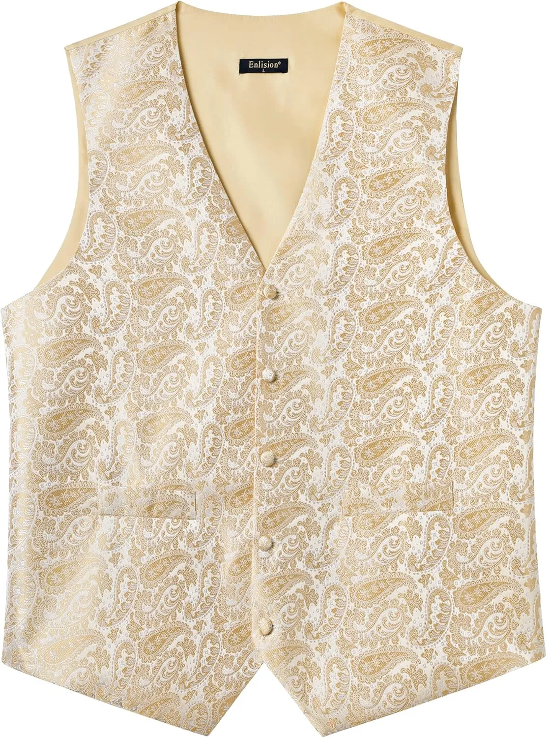 Enlision Suit Vest for Men Formal Paisley Mens Vests Dress Tie and Pocket Square Cufflinks Set Waistcoat Wedding Business