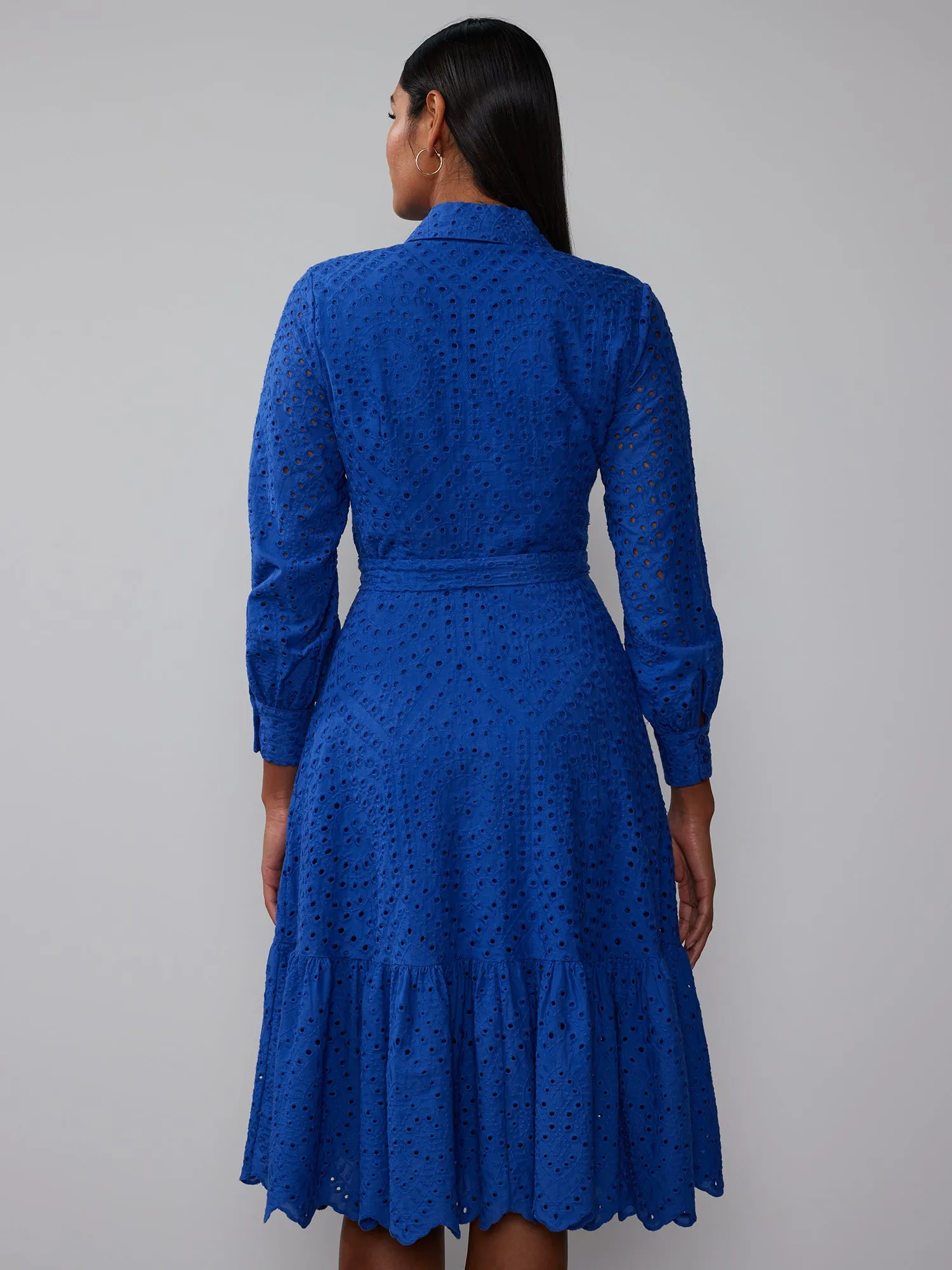 Eyelet Tiered Belted Maxi Dress
