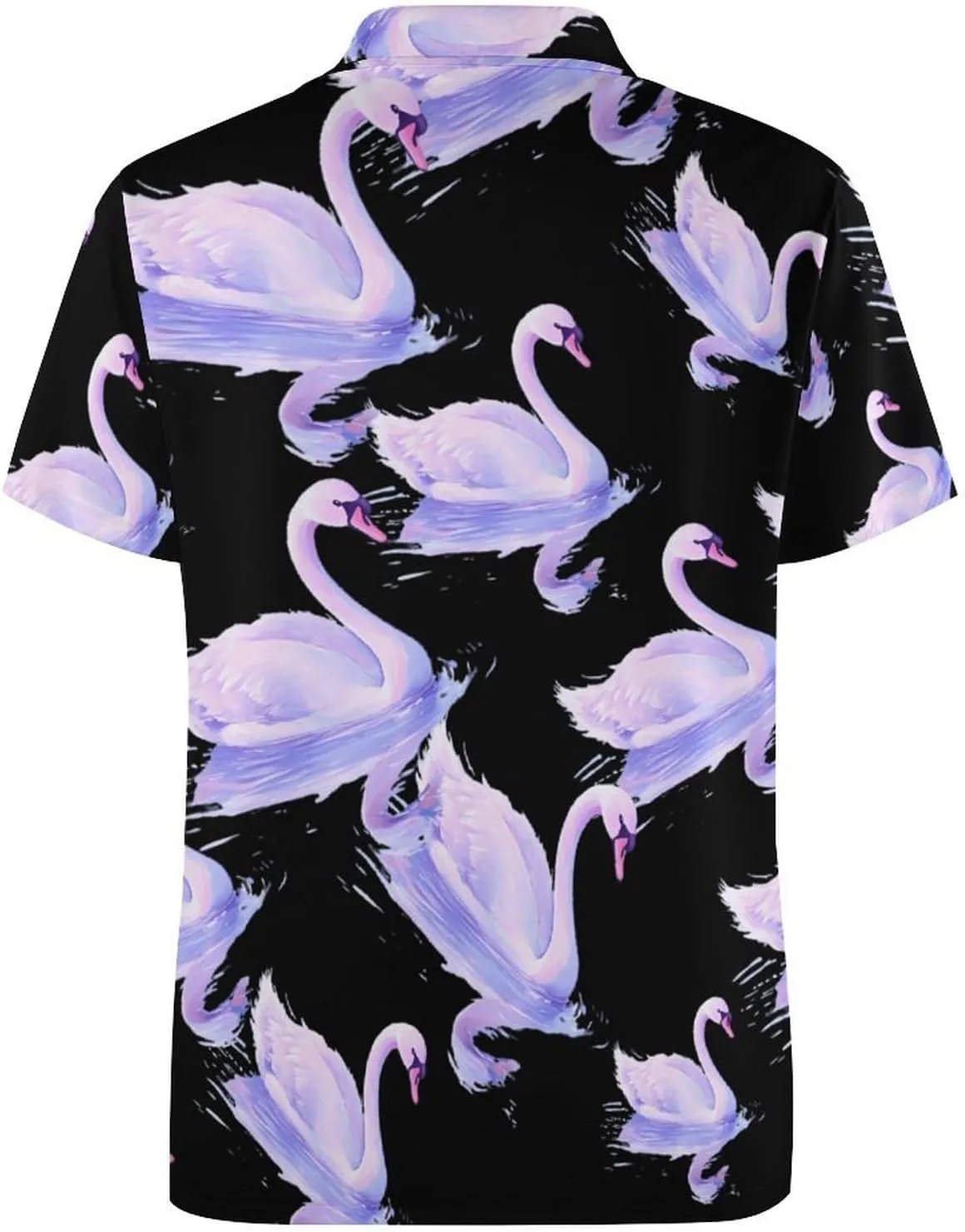 Fantasy Swan And Reflection Mens Polo Shirts Quick Dry Short Sleeve T-shirts Slim Tennis Collared Tees Tops