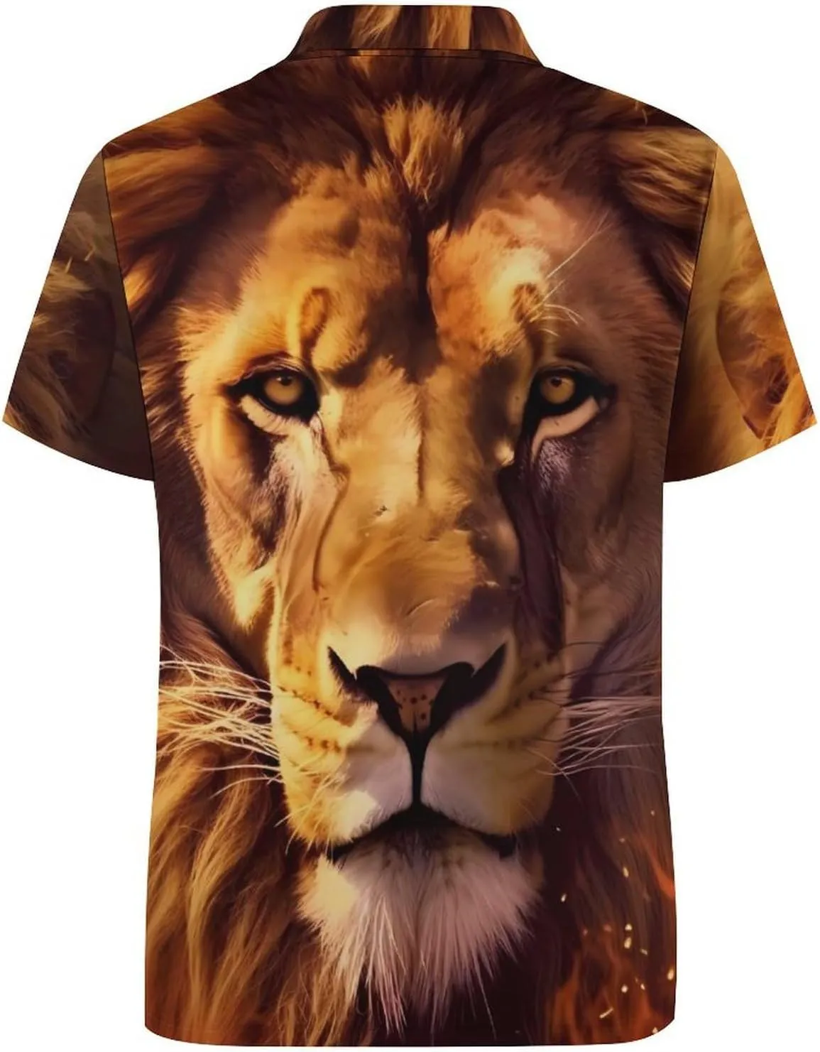 Fire Lion Burning Flame Mens Short Sleeve Polo Shirts Straight Sports Golf Tennis T-Shirt Quick Dry Long Top