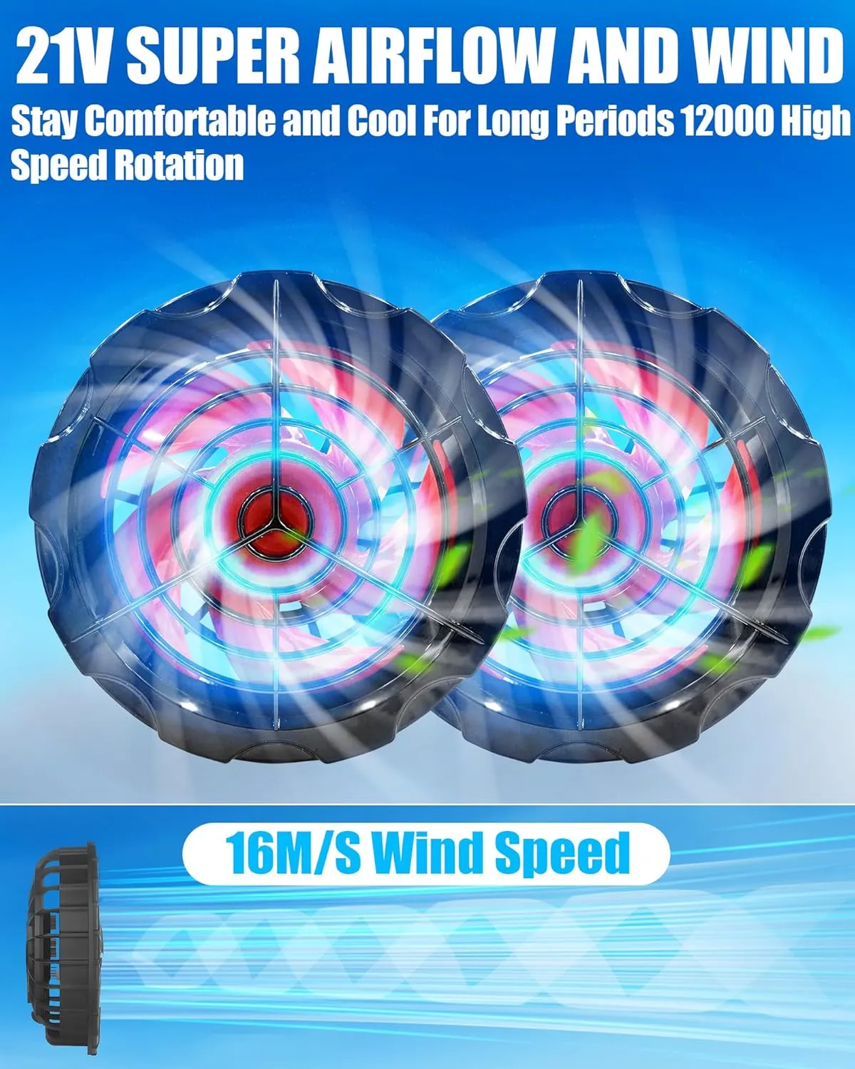 Fishing Cooling Vest Jacket with 2 Fans - 21V Air Conditioner Fan Vests for Men and Women, With 20000mAh Battery