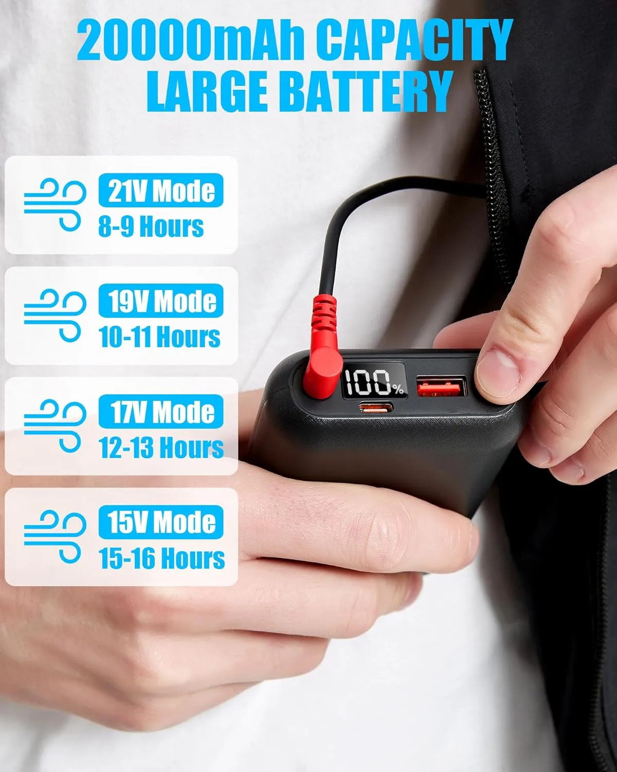 Fishing Cooling Vest Jacket with 2 Fans - 21V Air Conditioner Fan Vests for Men and Women, With 20000mAh Battery