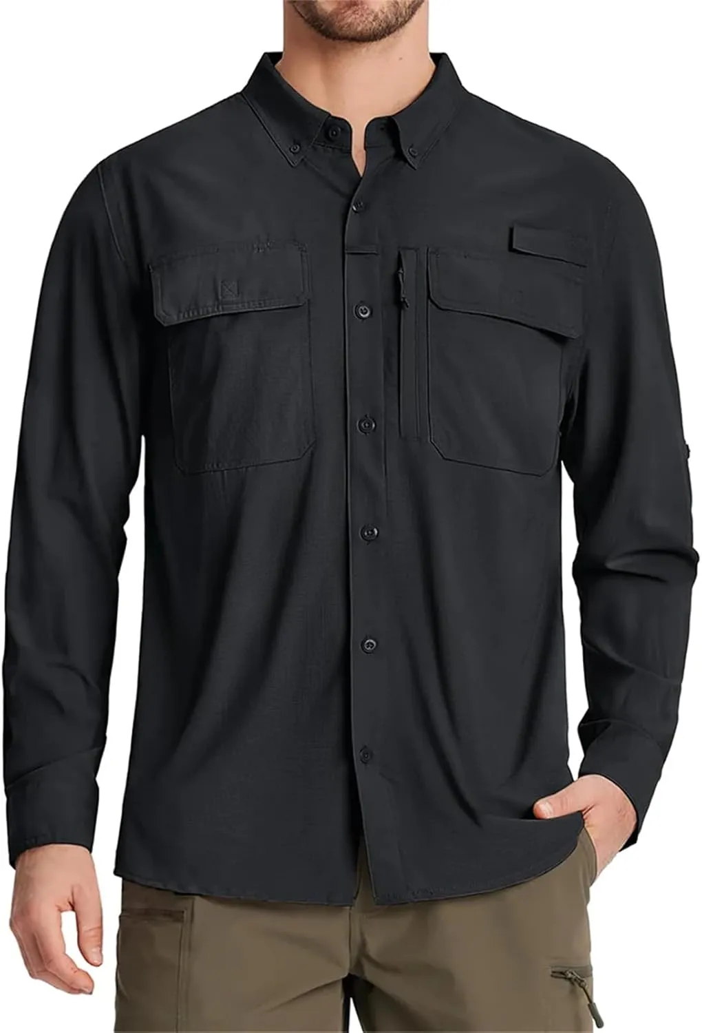 Fishing Shirts Men's Quick Dry Long Sleeve Shirts Mesh Breathable Hiking Work Cargo Shirts
