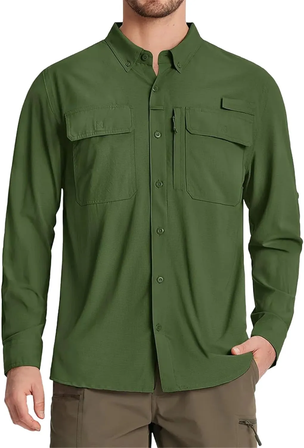 Fishing Shirts Men's Quick Dry Long Sleeve Shirts Mesh Breathable Hiking Work Cargo Shirts