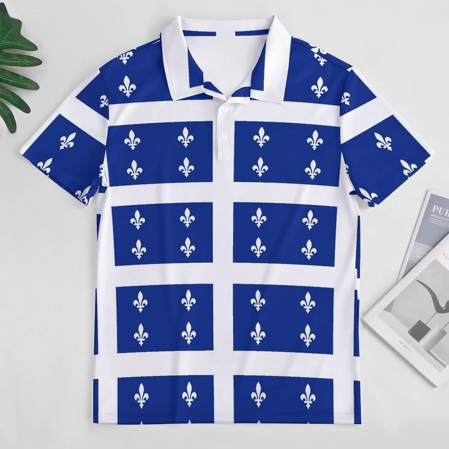 Flag of Quebec Province Canada Mens Polo Shirts Quick Dry Short Sleeve T-shirts Slim Tennis Collared Tees Tops