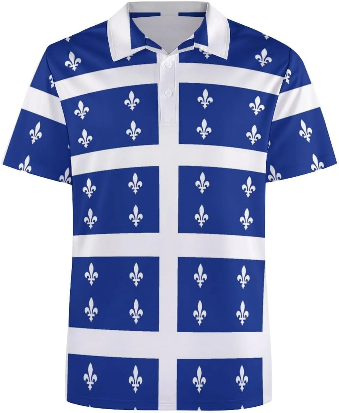 Flag of Quebec Province Canada Mens Polo Shirts Quick Dry Short Sleeve T-shirts Slim Tennis Collared Tees Tops