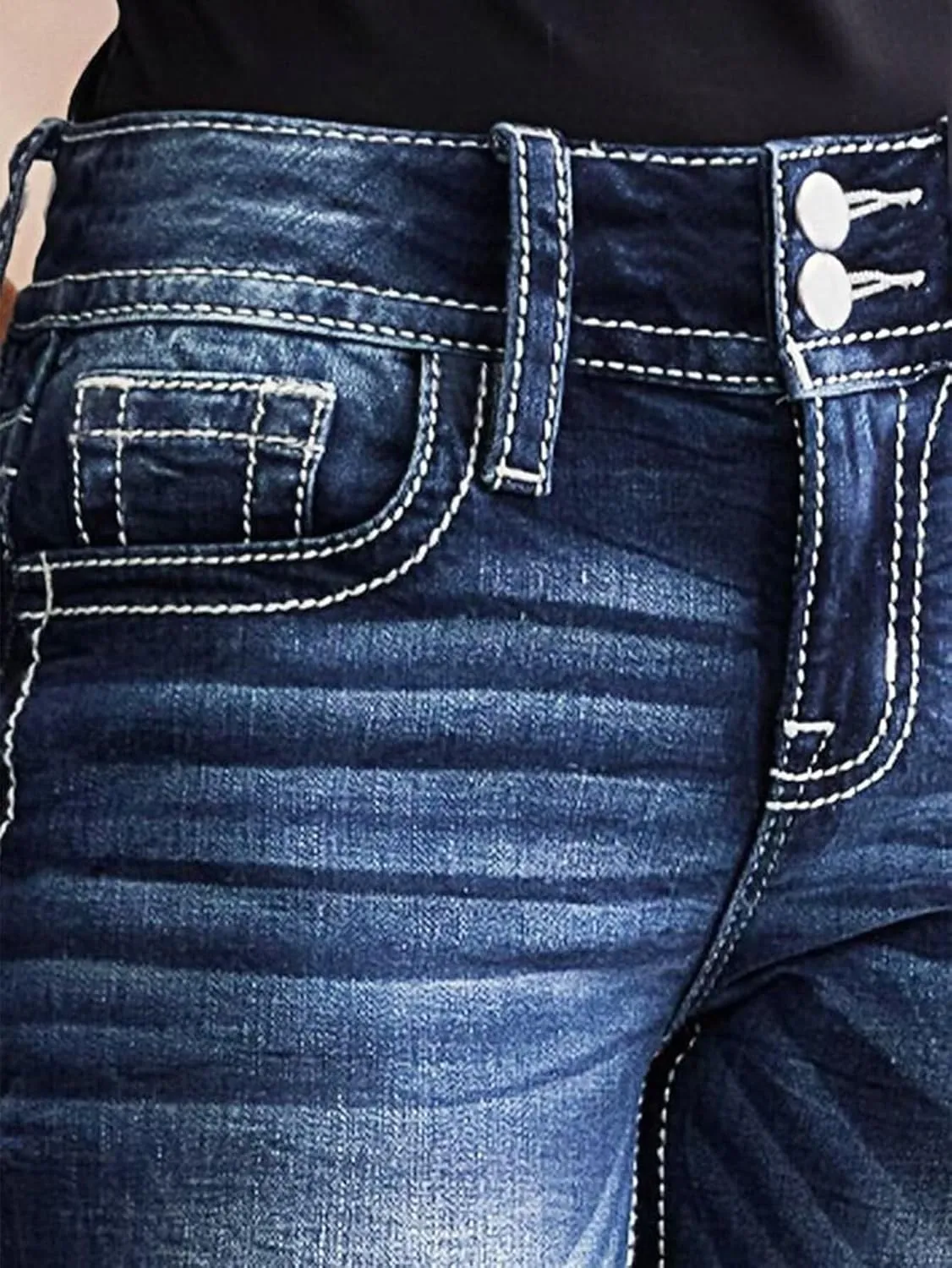 Flamingals Skinny Leg Jeans for Women Stretch Mid Rise Bootcut Jeans Prussian Blue