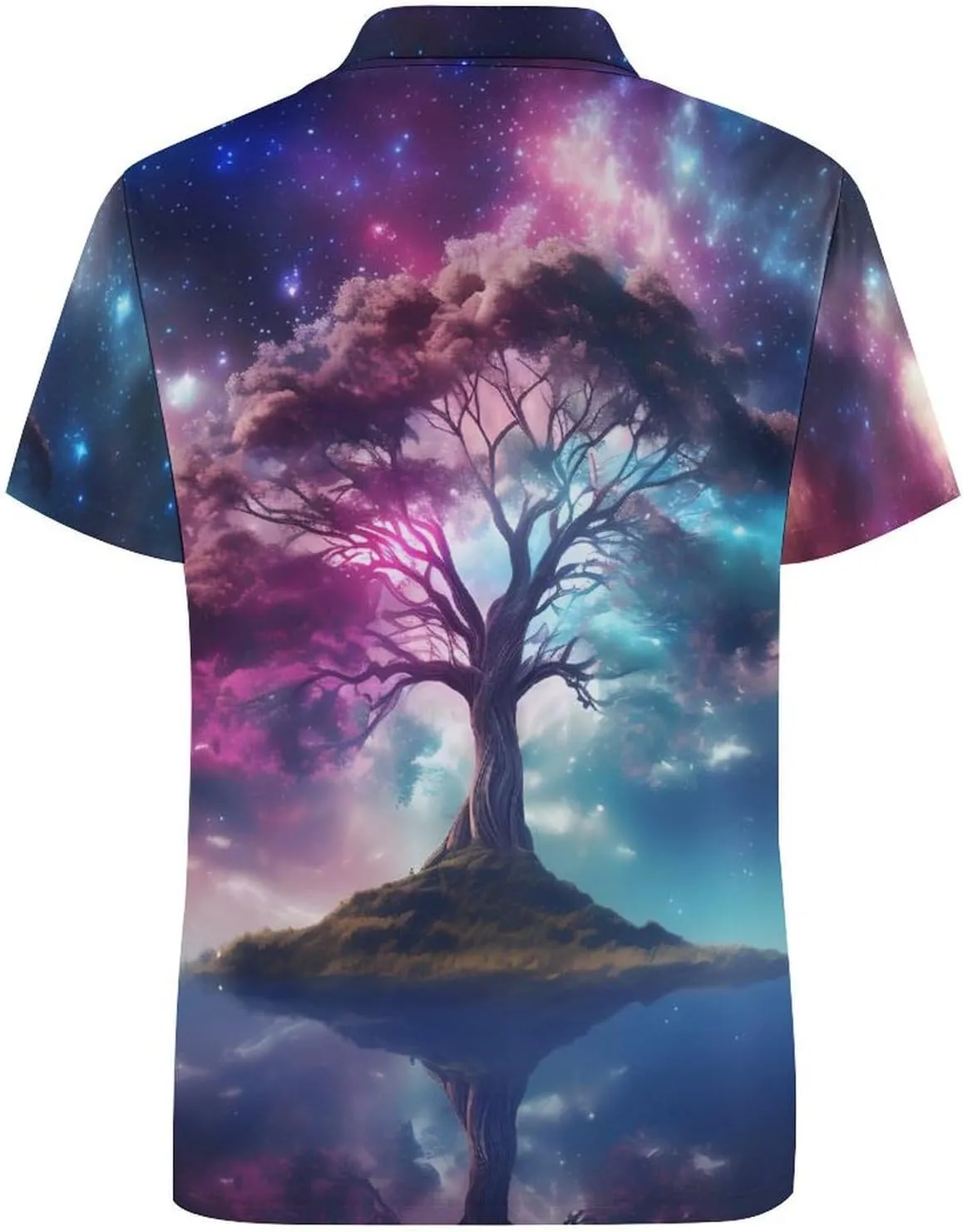 Galaxy Sky Star Tree Mens Short Sleeve Polo Shirts Straight Sports Golf Tennis T-Shirt Quick Dry Long Top