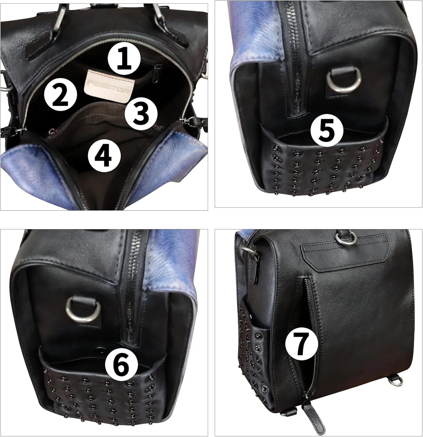 Genuine Leather Satchel for Women Hand Painted Purse Crossbody Handbag Top Handle Bags Handmade Convertible Backpack