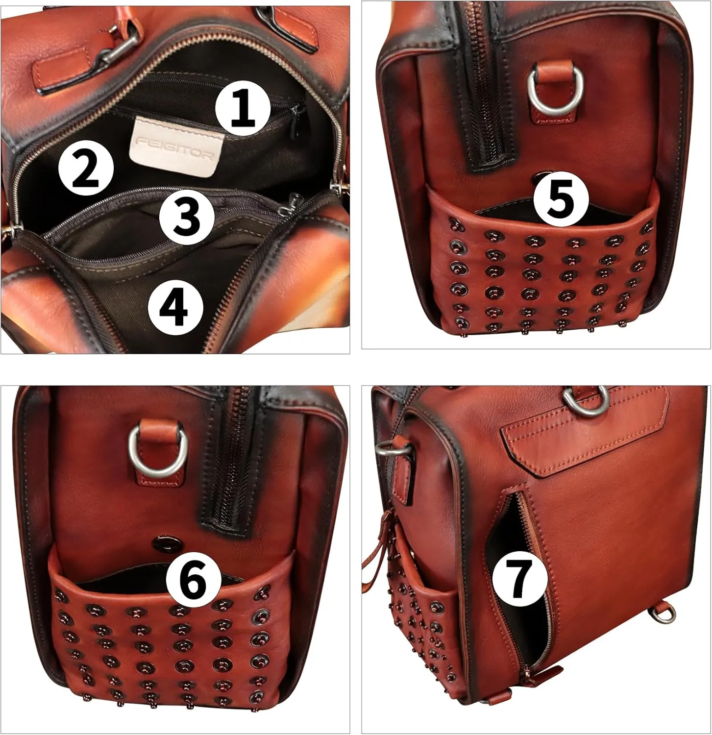 Genuine Leather Satchel for Women Hand Painted Purse Crossbody Handbag Top Handle Bags Handmade Convertible Backpack