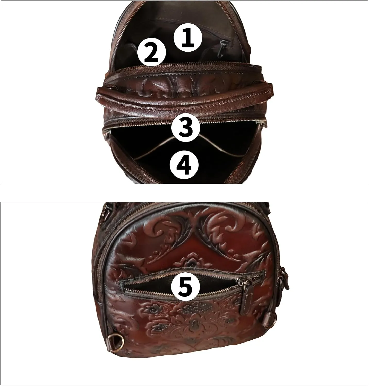 Genuine Leather Satchel for Women Purse Embossed Crossbody Handbag Top Handle Bags Handmade Convertible Backpack Knapsack