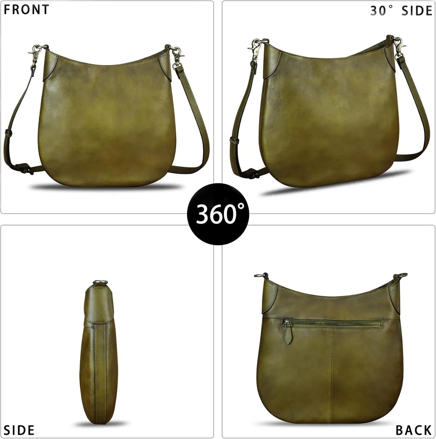 Genuine Leather Shoulder Bag for Women Satchel Handbag Retro Top Handle Bags Handmade Purse Crossbody Purse