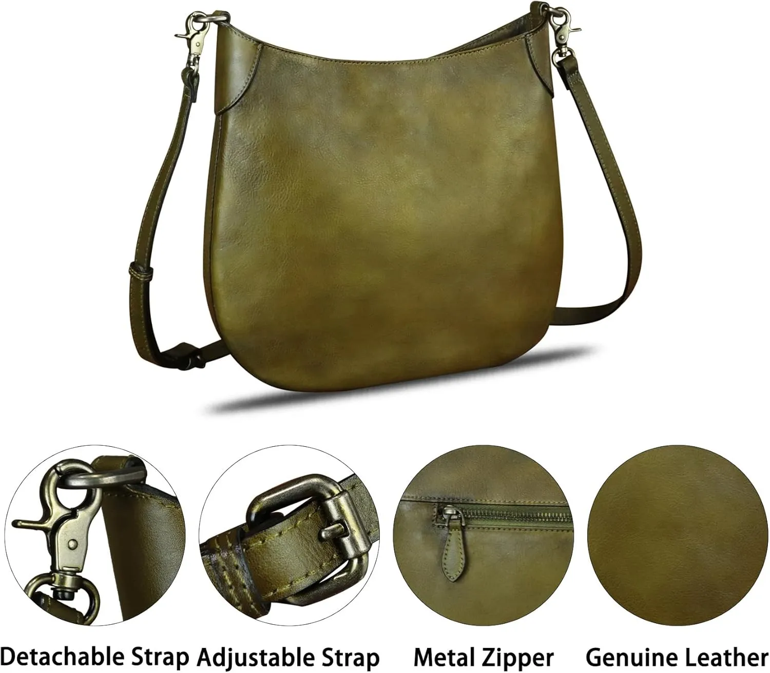Genuine Leather Shoulder Bag for Women Satchel Handbag Retro Top Handle Bags Handmade Purse Crossbody Purse