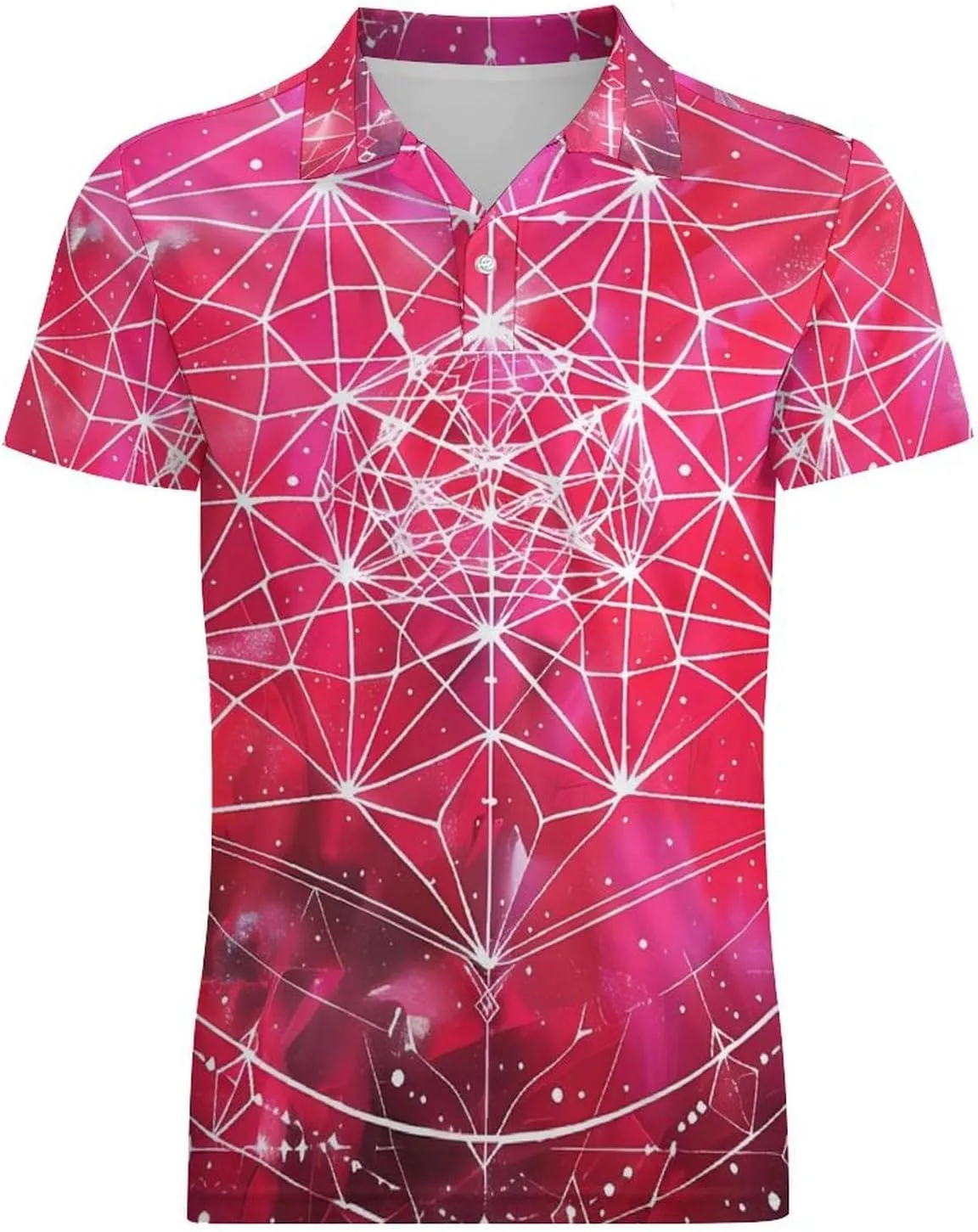 Geometry Cube Sacred Galaxy Classic Polo Shirts for Men Quick Dry Short Sleeve Fit Golf Tees Casual Tops