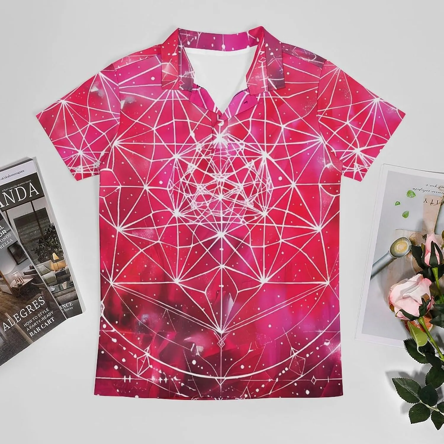 Geometry Cube Sacred Galaxy Classic Polo Shirts for Men Quick Dry Short Sleeve Fit Golf Tees Casual Tops