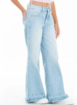 Girls Jeans High Rise Ripped Boyfriend Bootcut Jean - Teen Jeans for Casual Occasions