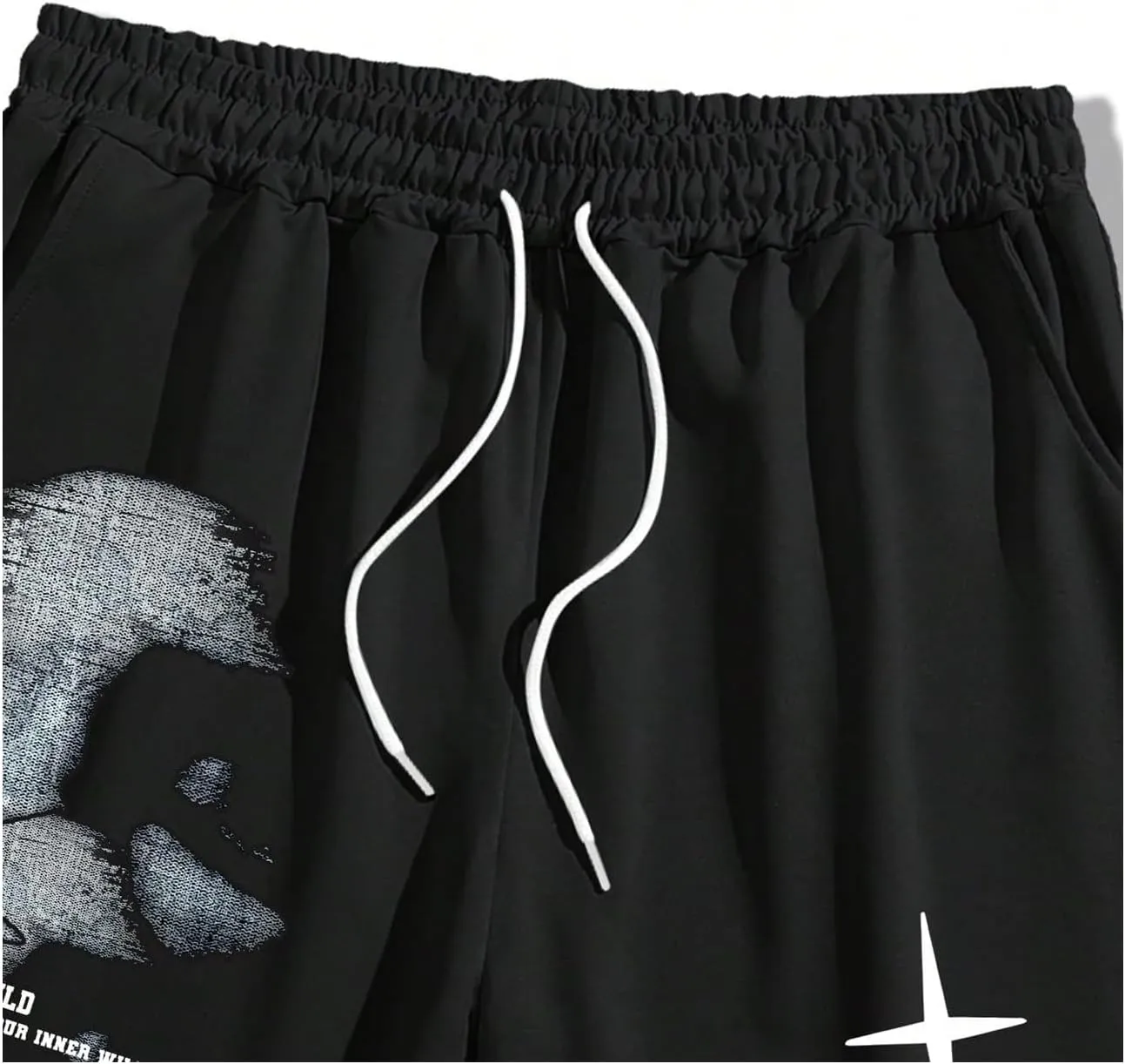 GORGLITTER Men's Vacation Summer Outfits Grunge Tee Shirt and Graphic Shorts Set Drippy Clothes
