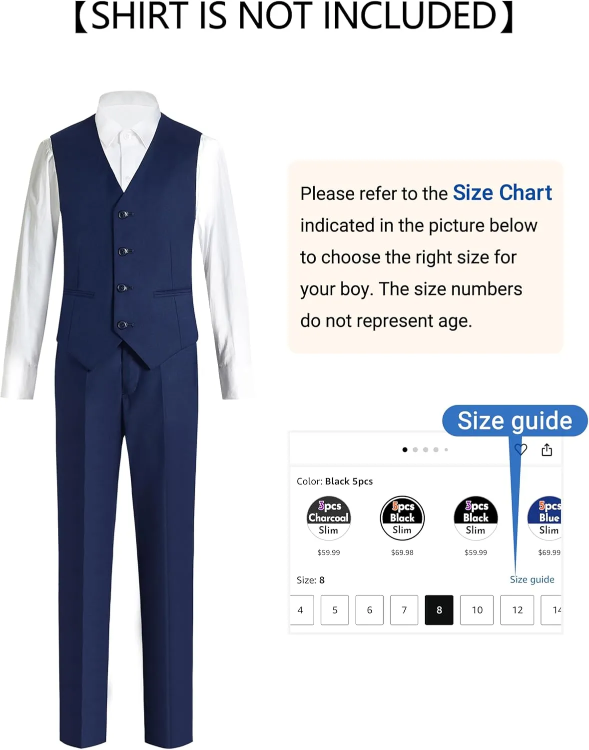 Happy Dolphin Boys Suit Set Modern Fit Kids Suits Adjustable Waist Boys Wedding Outfit for Boy Communion Suits for Boys