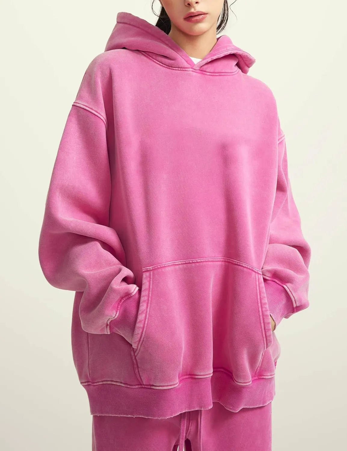 hathne Men's Oversized Hoodies Sweatshirt Cotton Wash Hooded Baggy Pullover Hoodies Vintage Winter Spring