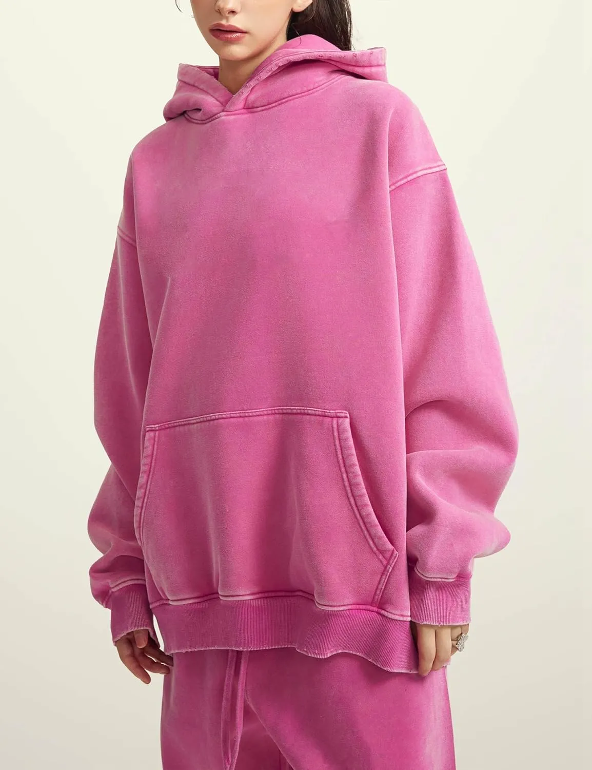 hathne Men's Oversized Hoodies Sweatshirt Cotton Wash Hooded Baggy Pullover Hoodies Vintage Winter Spring