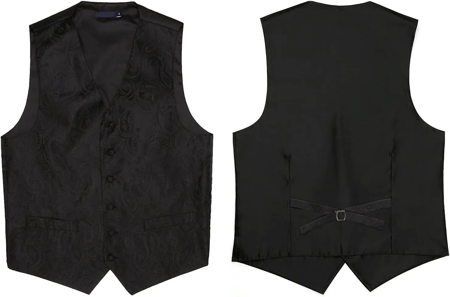 HISDERN Mens Vest Tie Set 3PC Formal Waistcoat Paisley Floral Jacquard Necktie Pocket Square Suit Vests Wedding Party