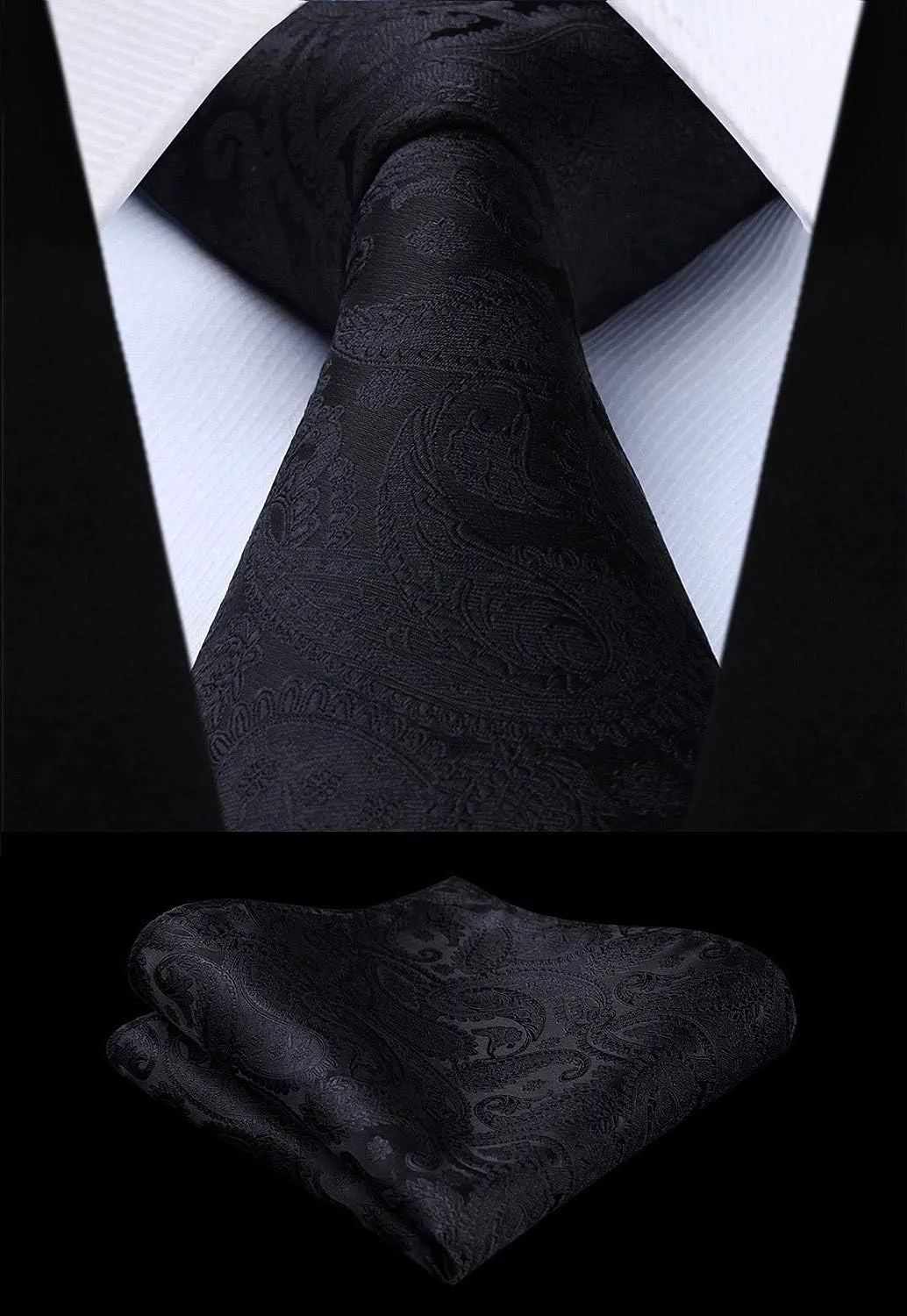 HISDERN Mens Vest Tie Set 3PC Formal Waistcoat Paisley Floral Jacquard Necktie Pocket Square Suit Vests Wedding Party