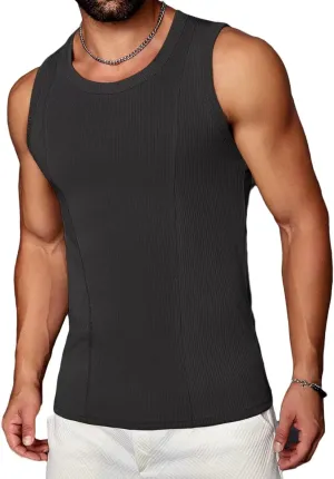 HNVAVQ Men's Tank Tops Workout Sleeveless T-Shirts Athletic Gym Training Shirts Quick Dry Vest