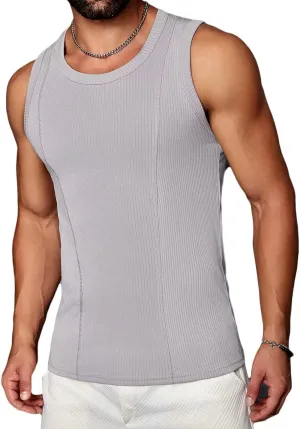 HNVAVQ Men's Tank Tops Workout Sleeveless T-Shirts Athletic Gym Training Shirts Quick Dry Vest