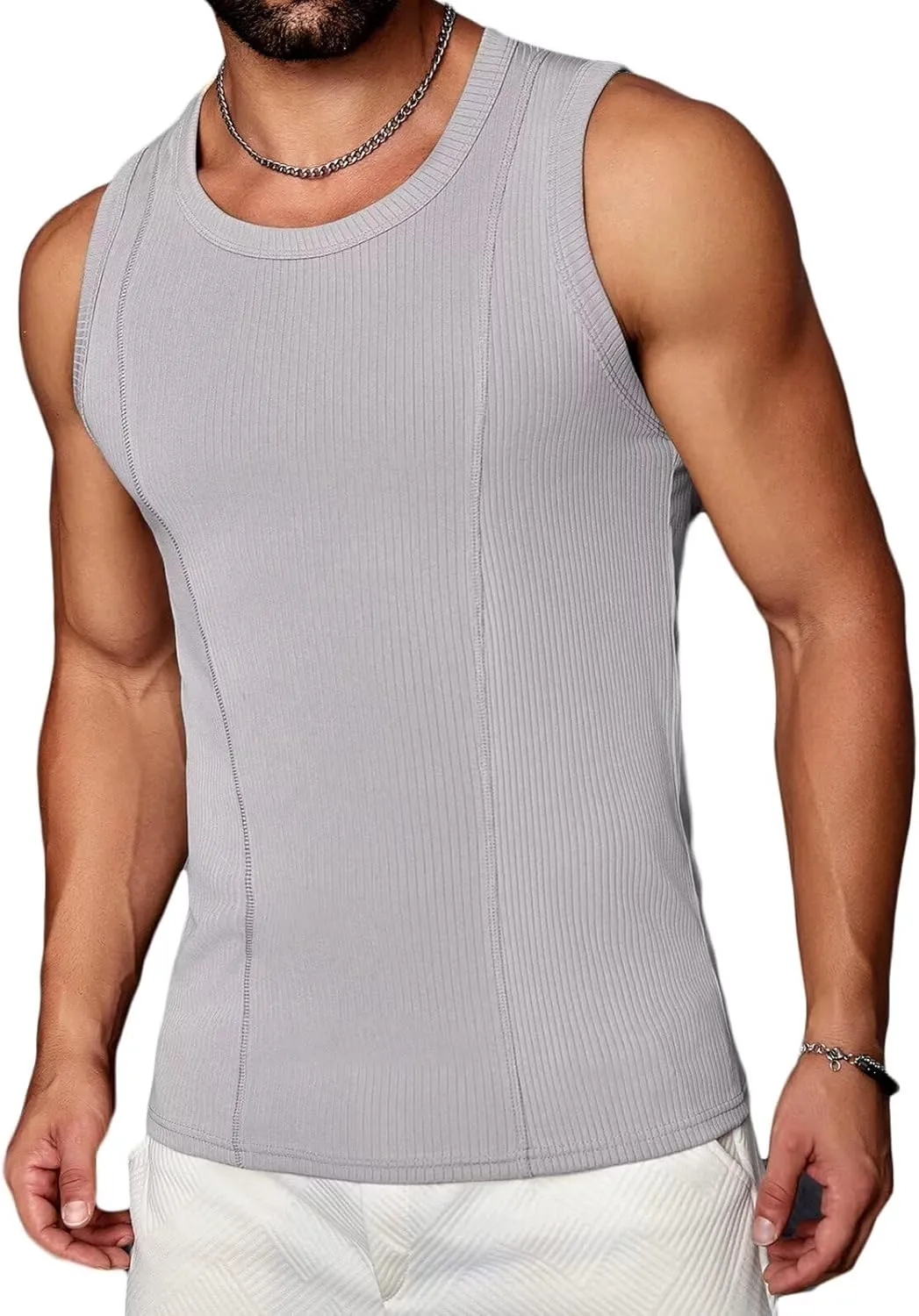 HNVAVQ Men's Tank Tops Workout Sleeveless T-Shirts Athletic Gym Training Shirts Quick Dry Vest