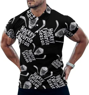 Hockey Is My Favorite Season Mens Polo Shirts Quick Dry Short Sleeve T-shirts Slim Tennis Collared Tees Tops