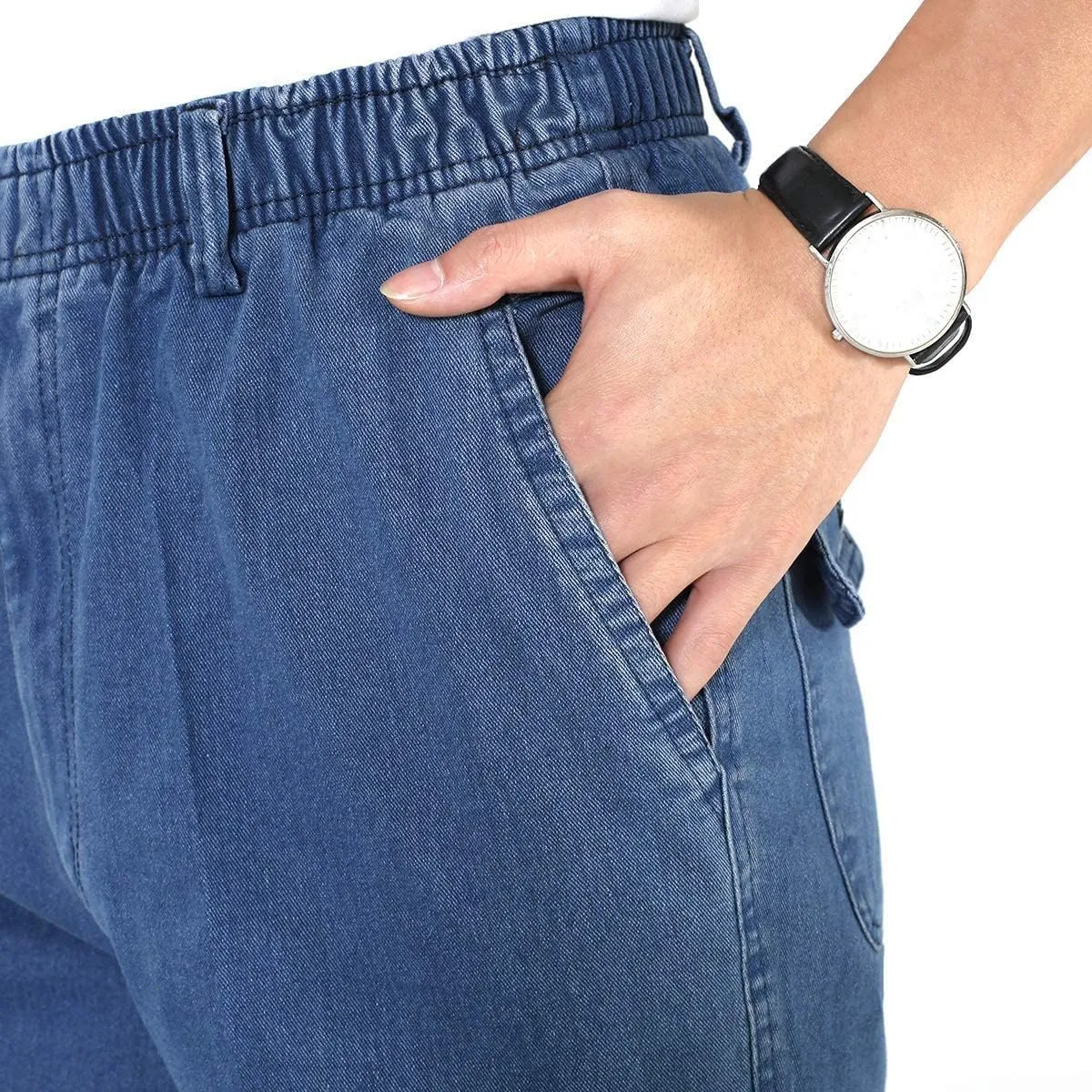 IDEALSANXUN Mens Elastic Waist Jeans