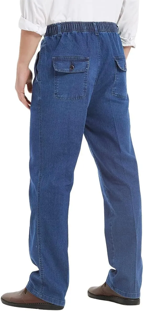 IDEALSANXUN Mens Elastic Waist Jeans