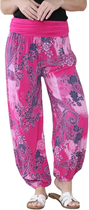 Janisramone Harem Alibaba Pants Trousers - Italian Paisley Print Baggy Harem Yoga Pants Women | Stylish Boho Pants for Women