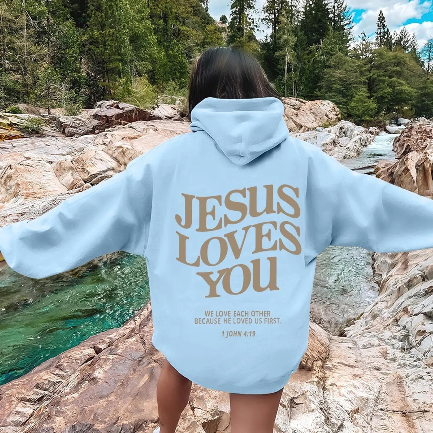 Jesus Loves You Hoodie Sweatshirt Jesus Christian Gifts Hooded Pullover Tops Streetwear Gift Y2K Clothes for Women Men